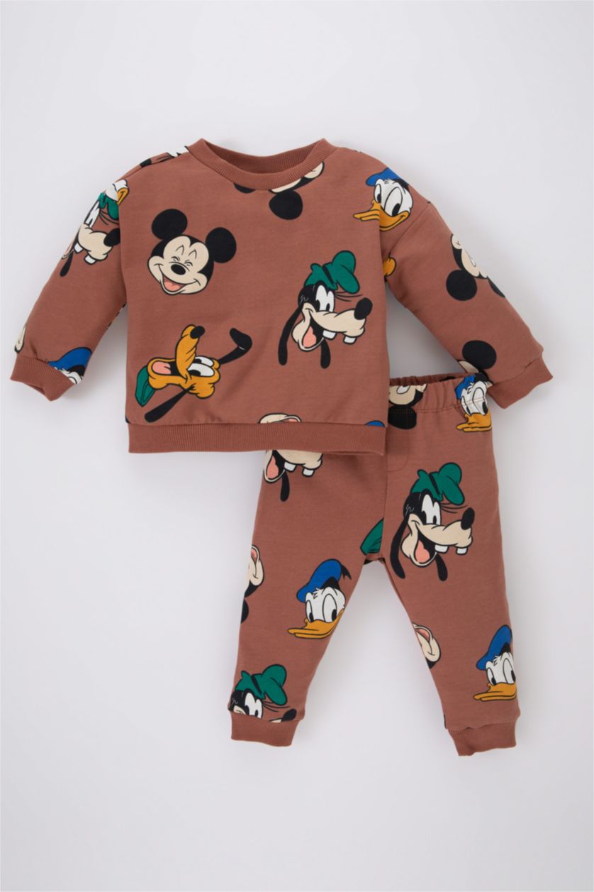 BABY BOY Light Brown Baby Boy Disney Mickey & Minnie Sweatshirt Sweatpants 2 Piece Set