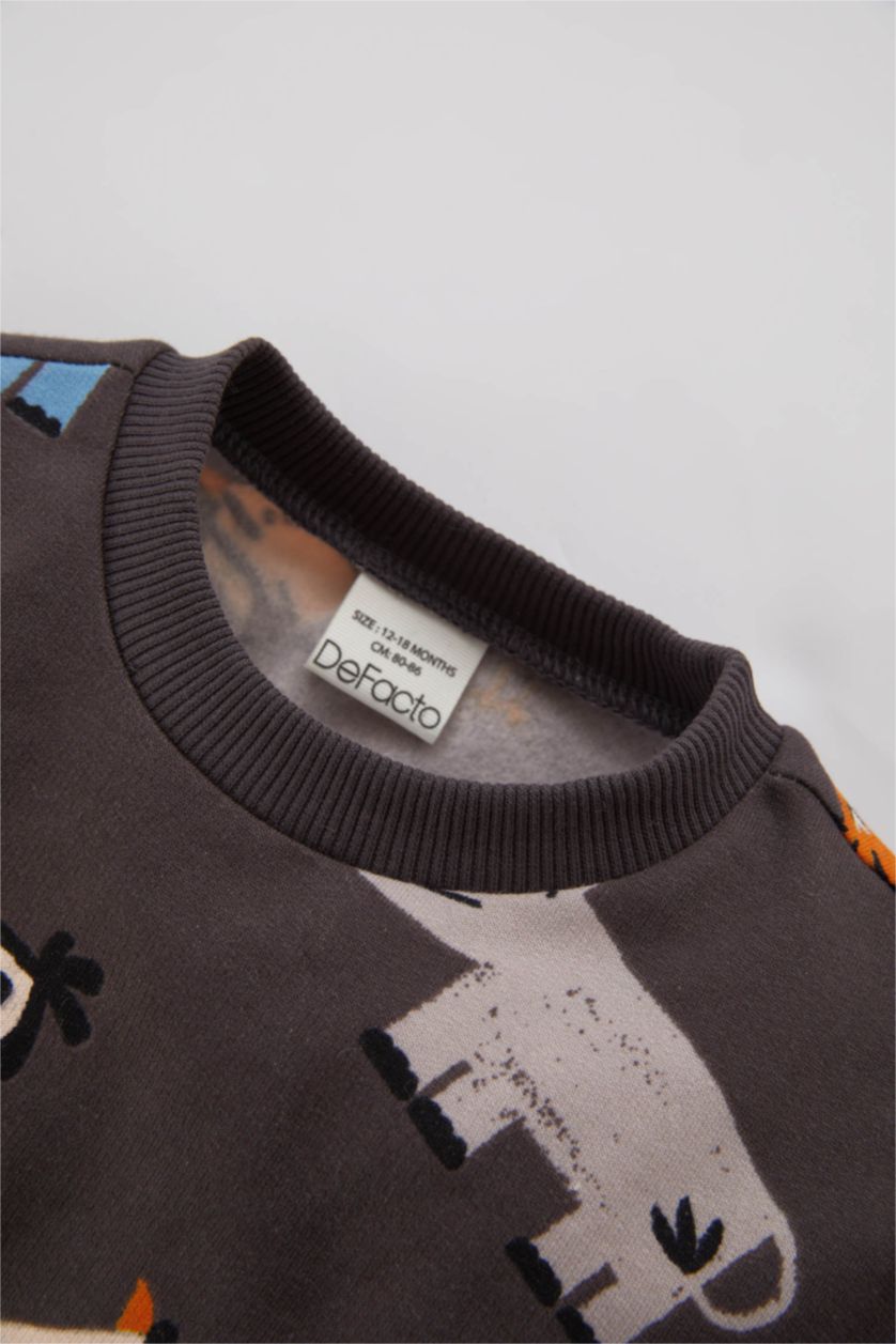 BABY BOY انترا Baby Boy Patterned Sweatshirt Sweatpants 2 Piece Set