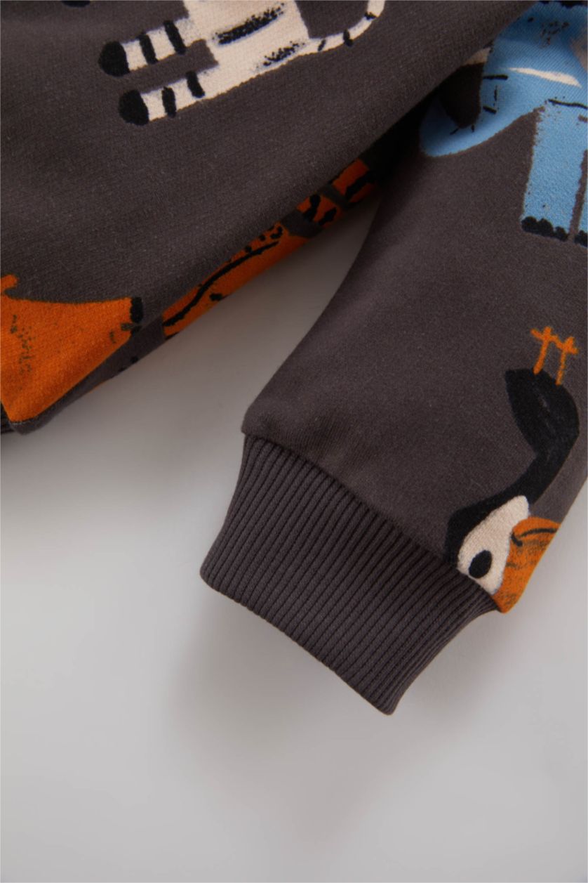 BABY BOY انترا Baby Boy Patterned Sweatshirt Sweatpants 2 Piece Set