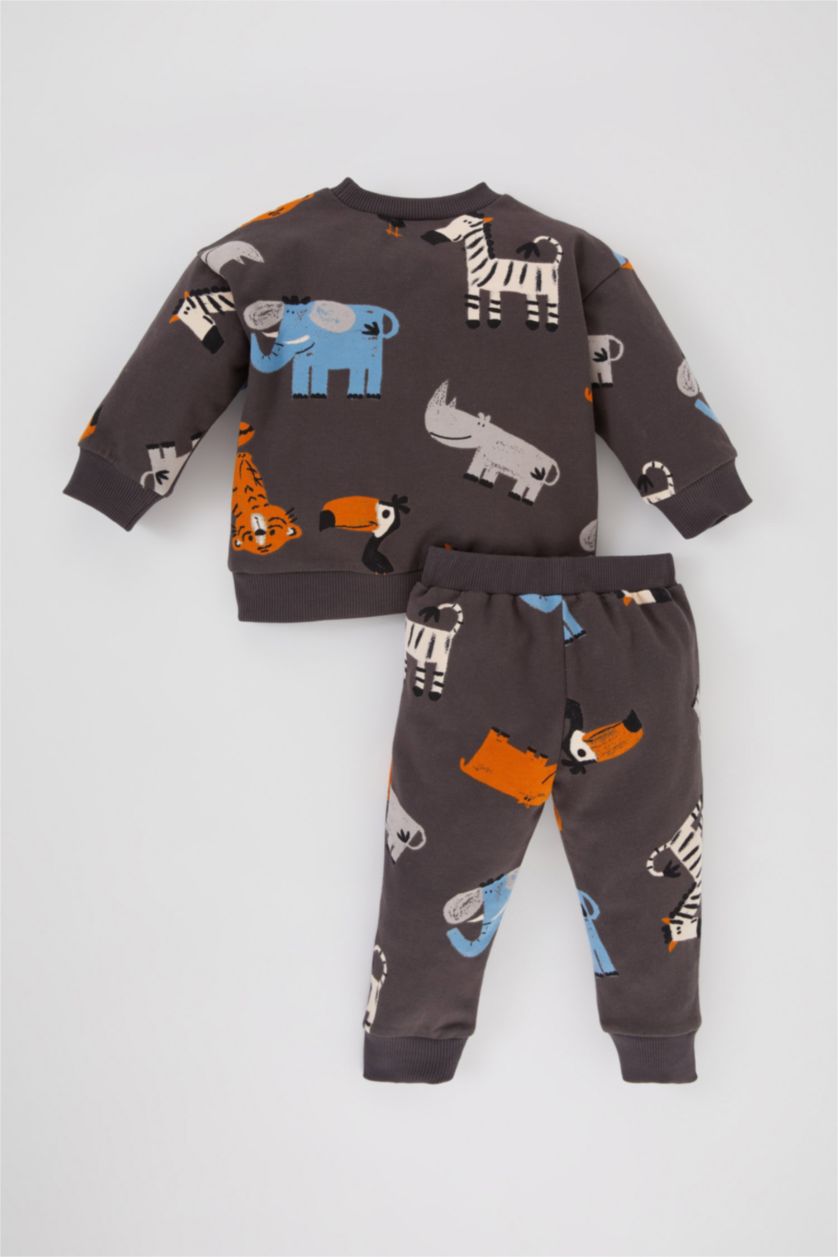 BABY BOY انترا Baby Boy Patterned Sweatshirt Sweatpants 2 Piece Set