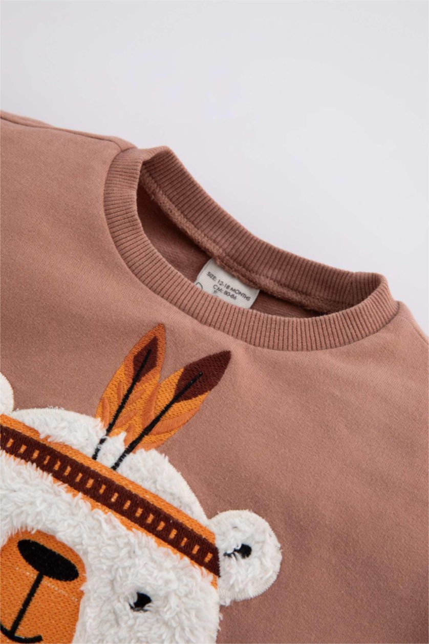 BÉBÉ GARÇON Marron Clair Ensemble Sweatshirt à Motifs Et Pantalon De Jogging Pour Bébé Garçon - 2 Pièces