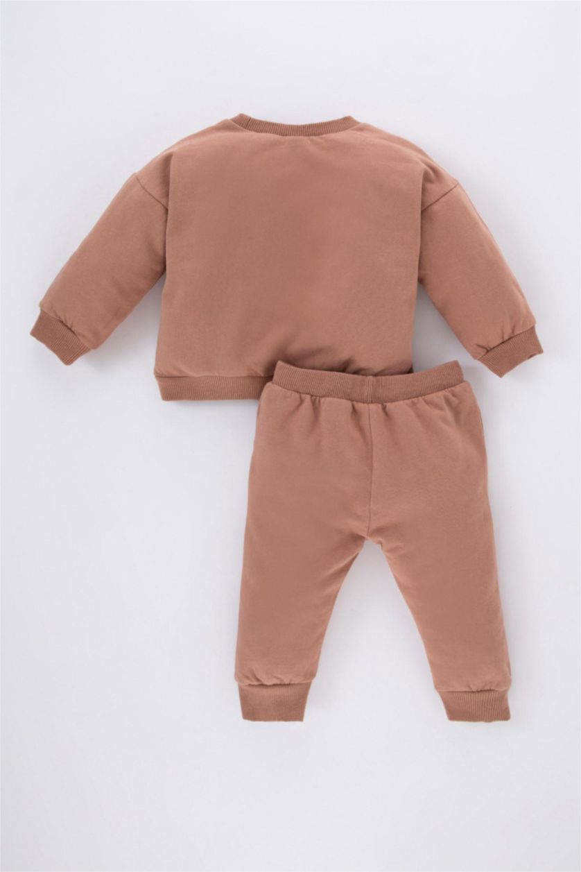 BÉBÉ GARÇON Marron Clair Ensemble Sweatshirt à Motifs Et Pantalon De Jogging Pour Bébé Garçon - 2 Pièces