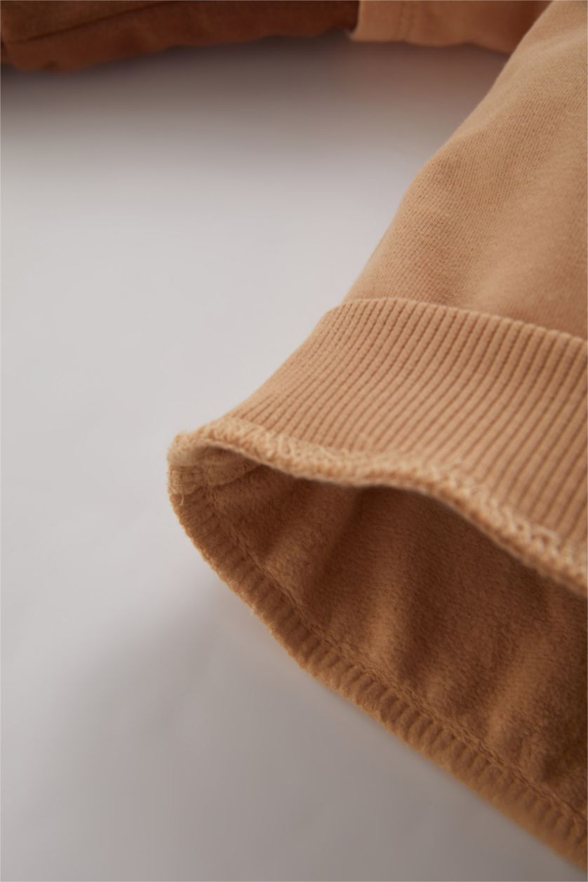 BABY BOY Beige Baby Boy Crew Neck Slogan Printed Thin Sweatshirt