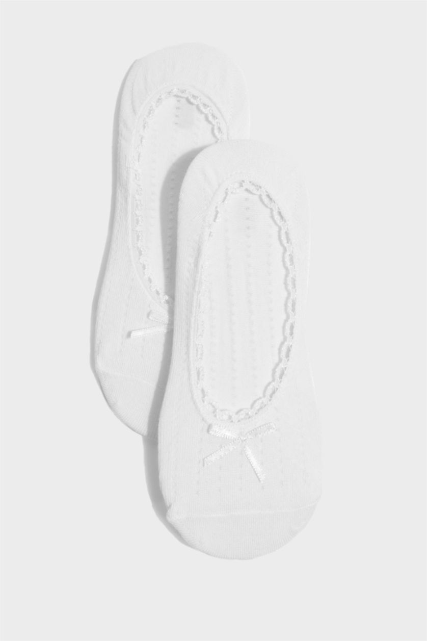 Kadın Beyaz Kadın Görünmez 3'lü Pamuklu Babet Çorap