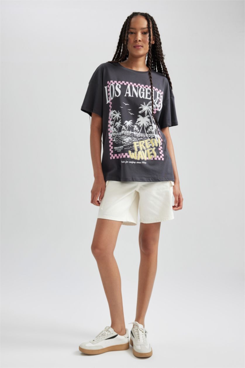 حريمي أبيض (000) شورت قطن برمودا جينز كتان ابيض بخصر عالي