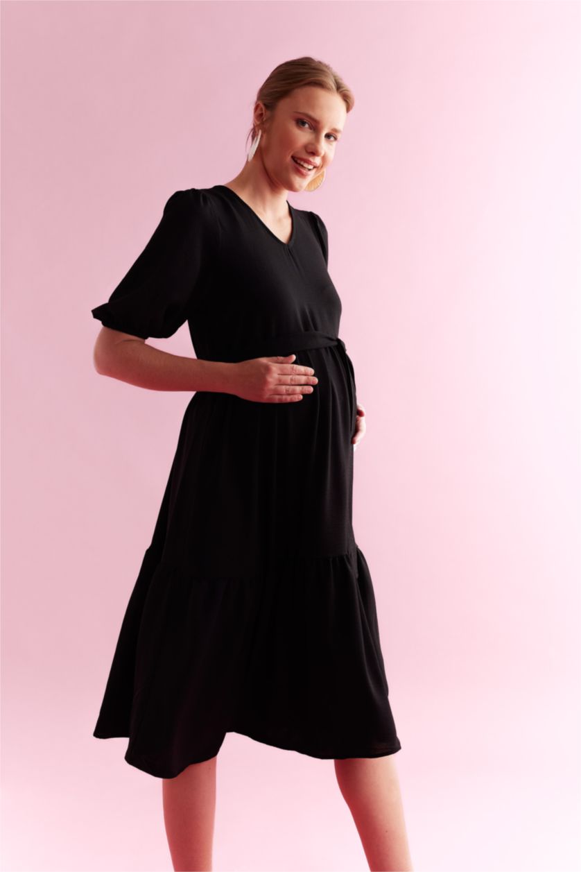 WOMAN Black Maternity Long Dress