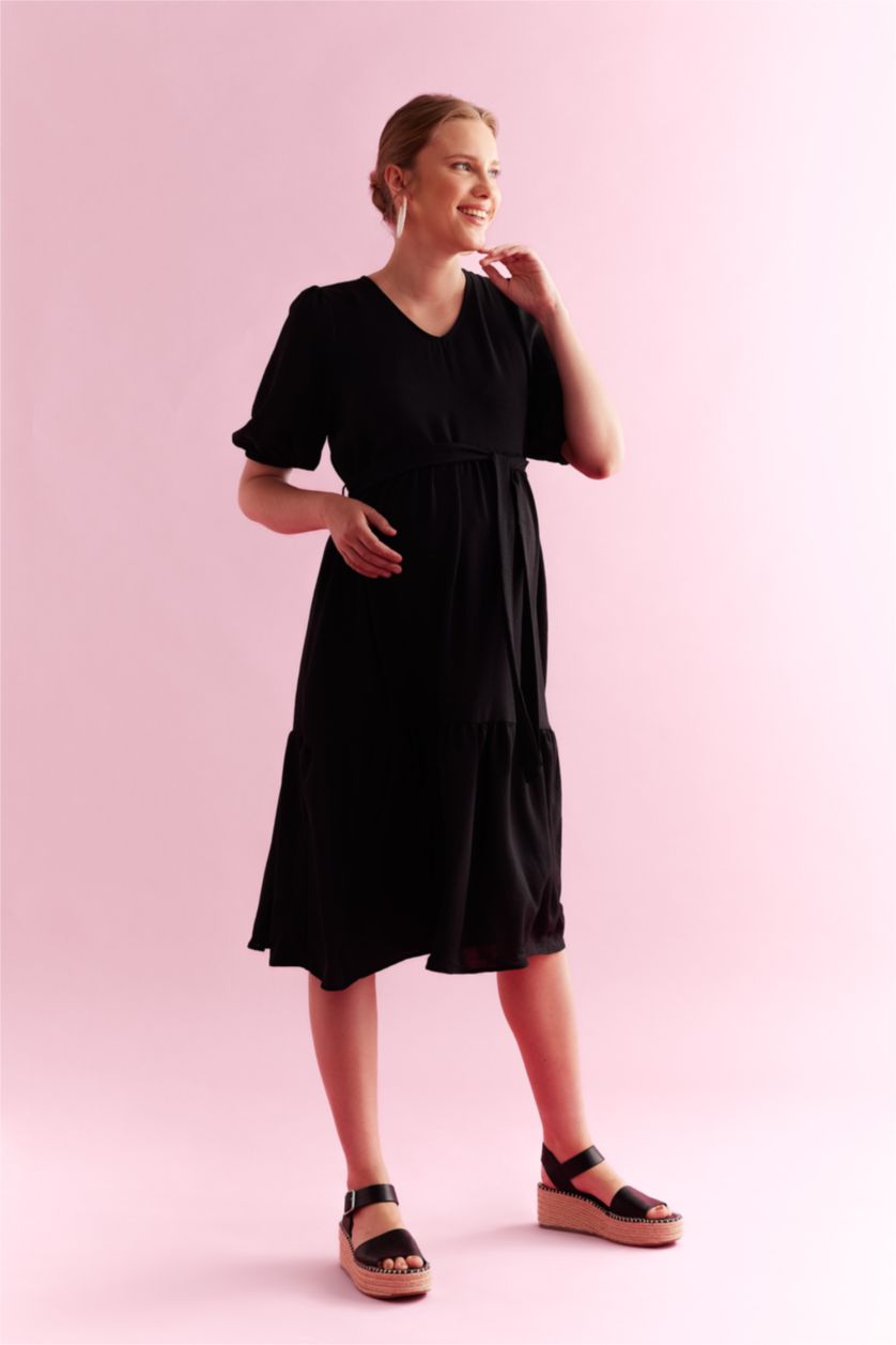 WOMAN Black Maternity Long Dress