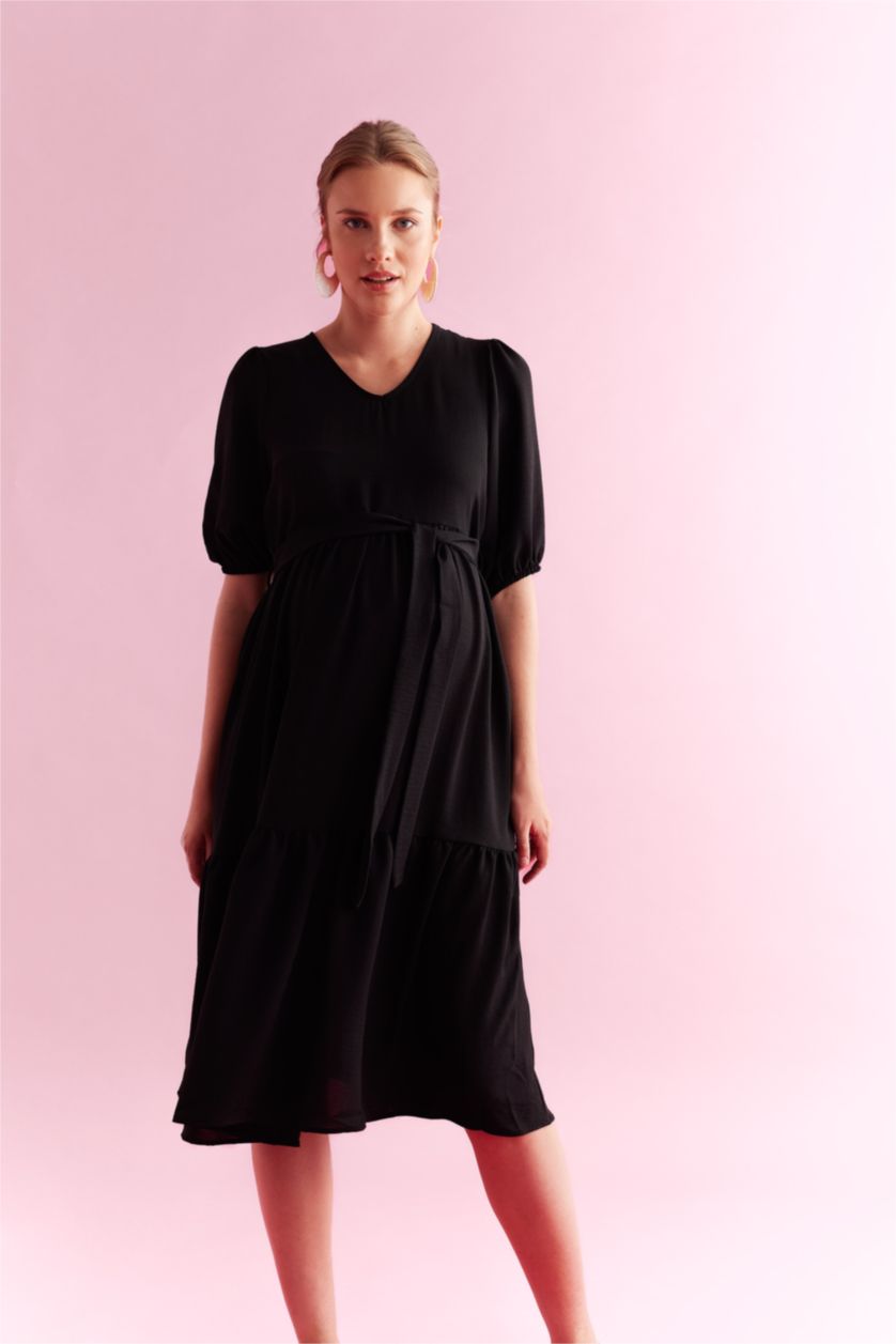 WOMAN Black Maternity Long Dress