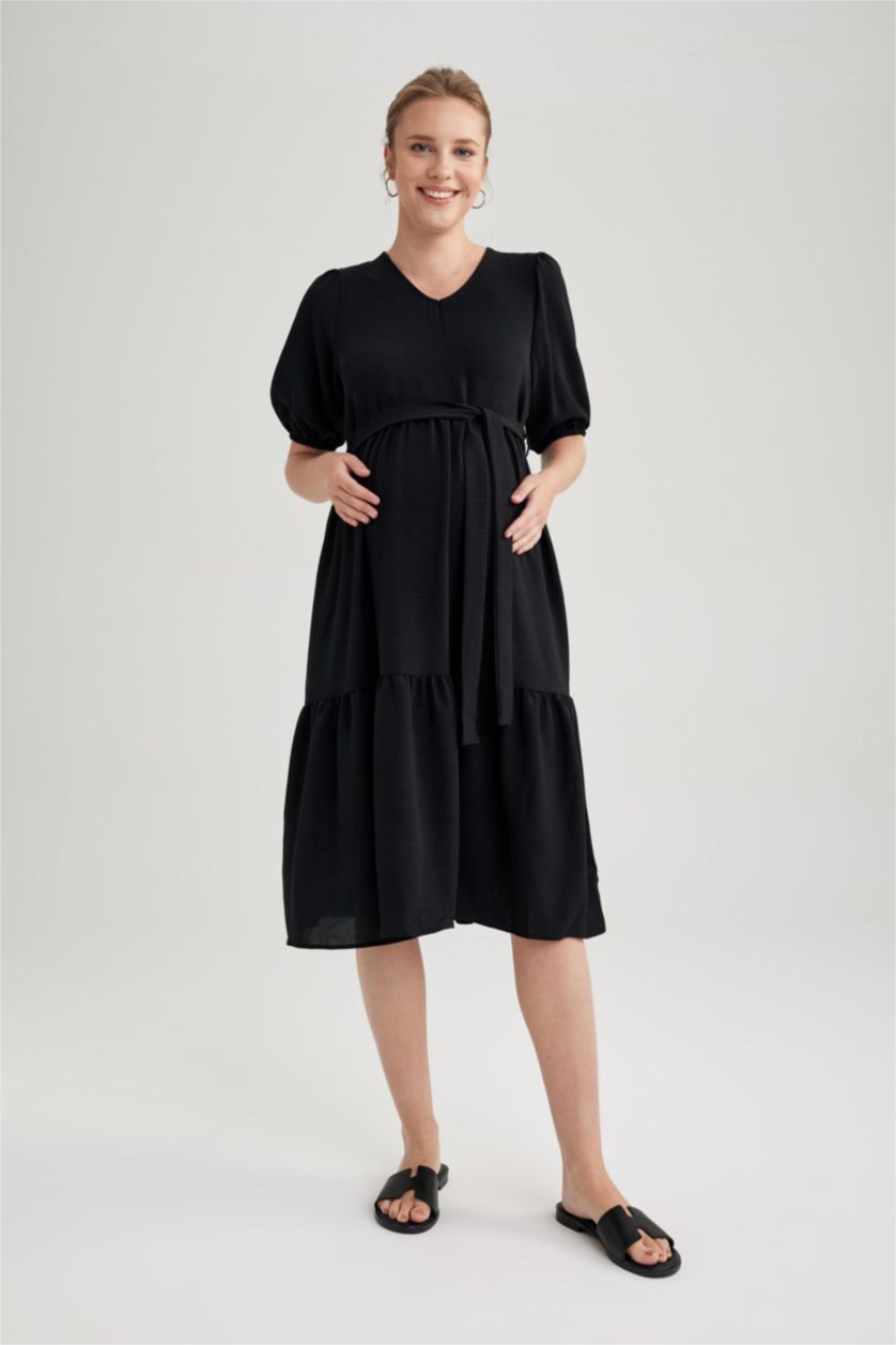 WOMAN Black Maternity Long Dress
