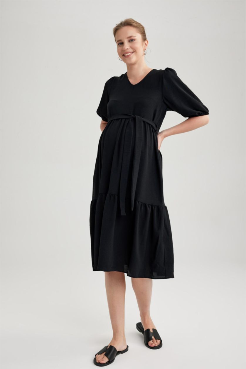 WOMAN Black Maternity Long Dress