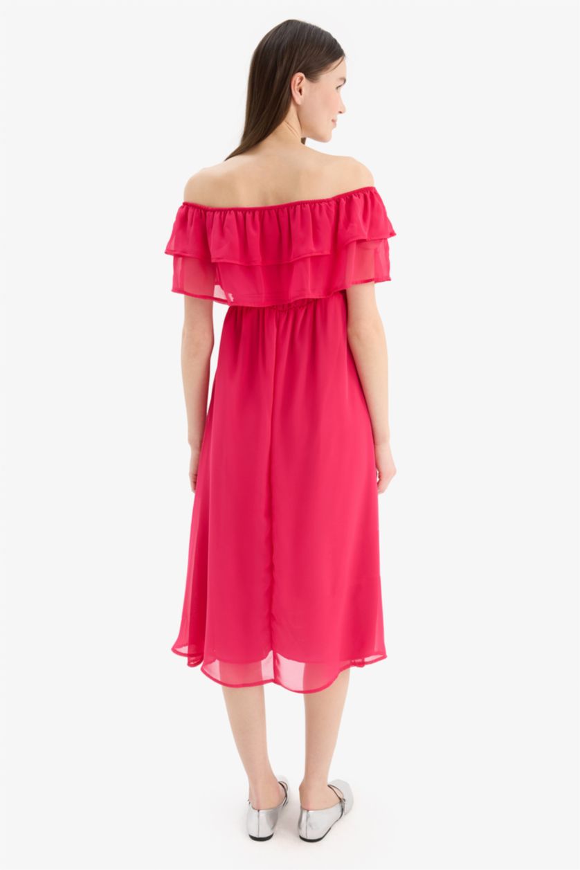 نساء فوشي فستان حمل طويل بنص ردن