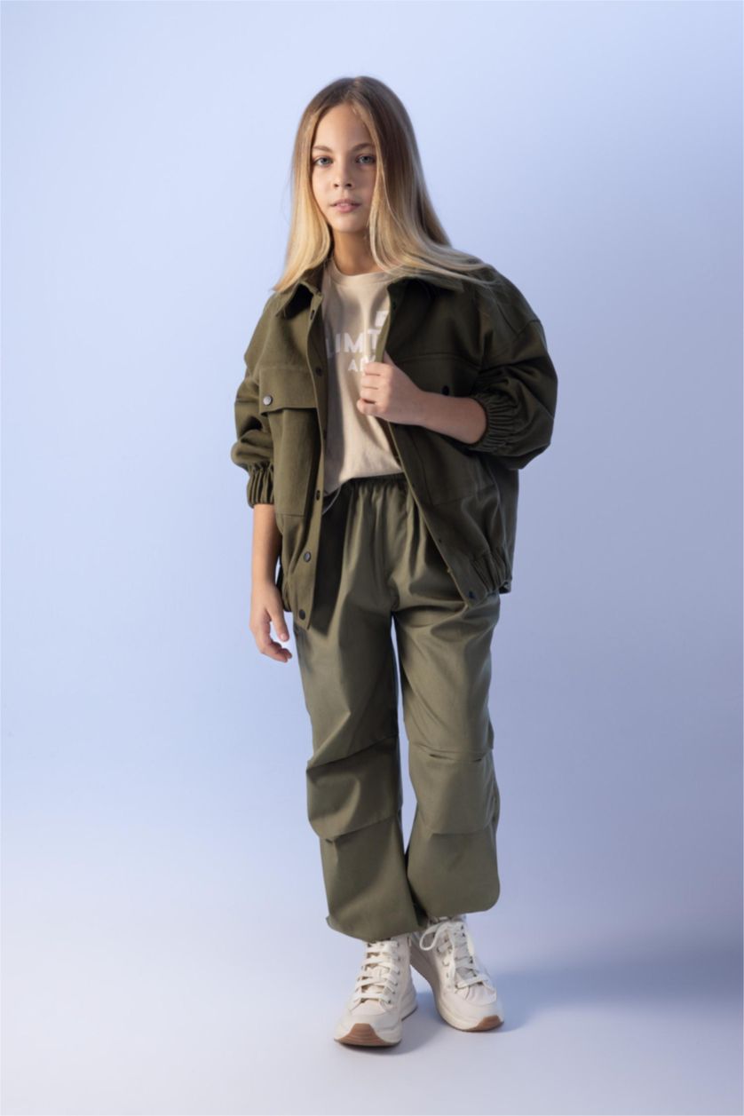 FILLES Kaki Pantalon Parachute Coton