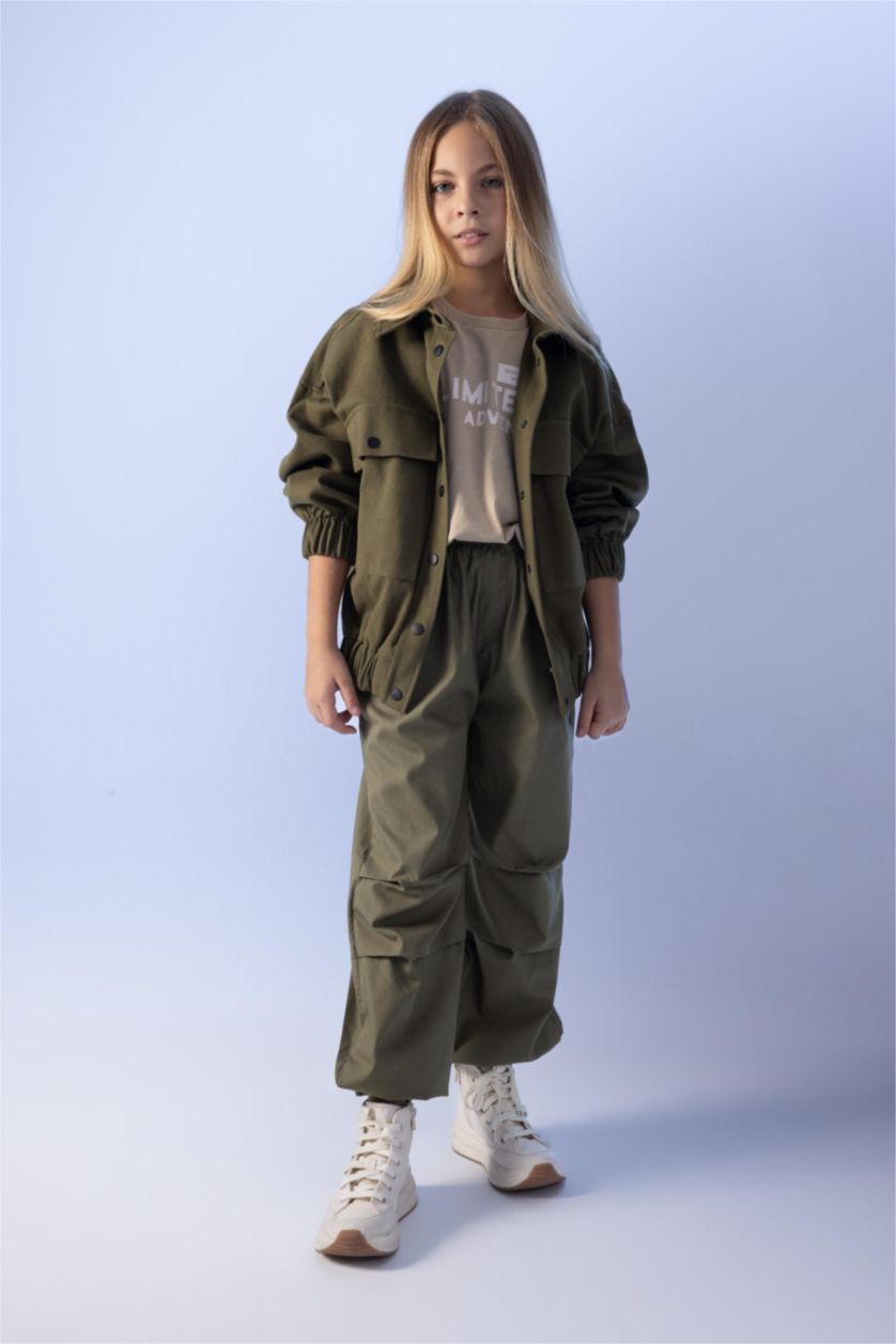 FILLES Kaki Pantalon Parachute Coton