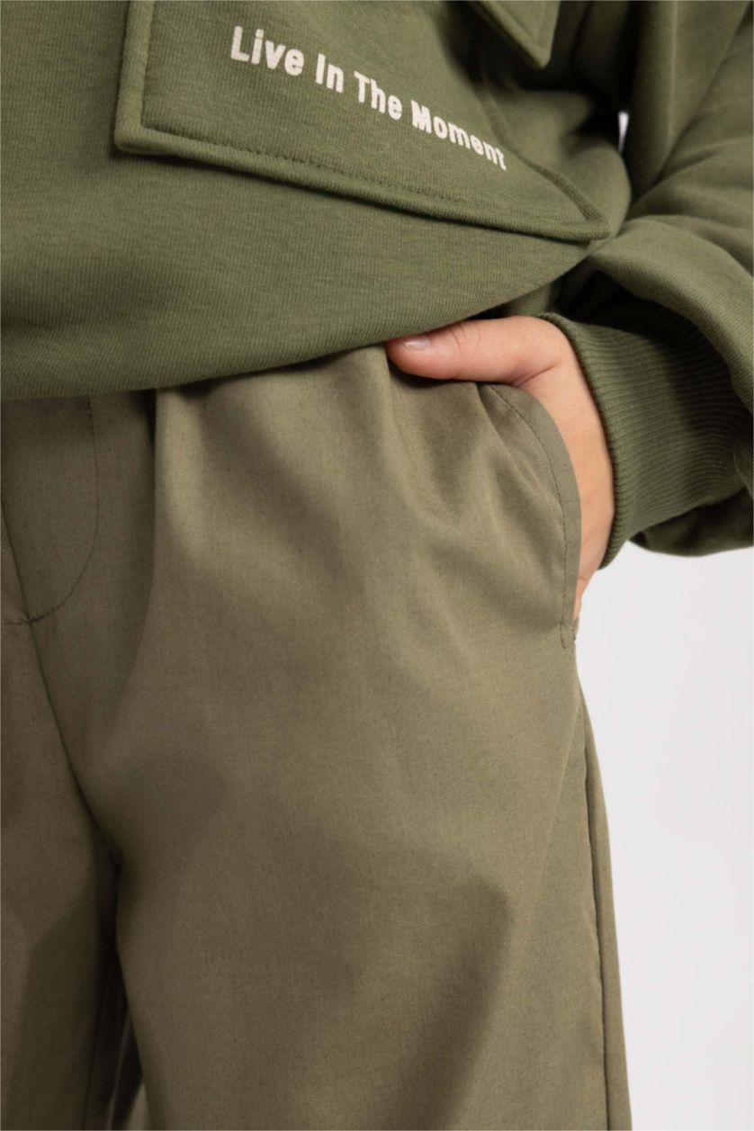 FILLES Kaki Pantalon Parachute Coton