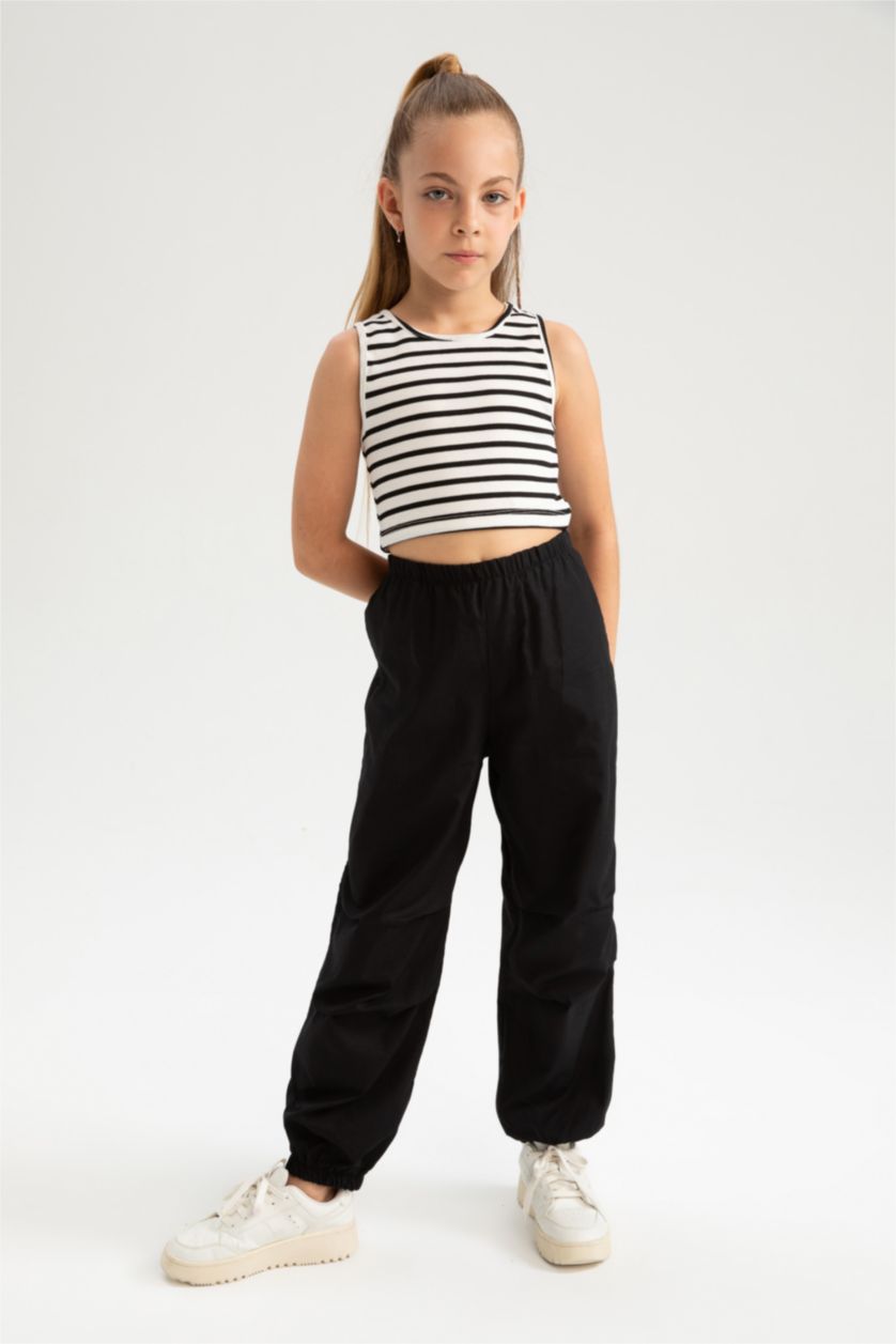 GIRLS & TEENS Black بنطلون قطن