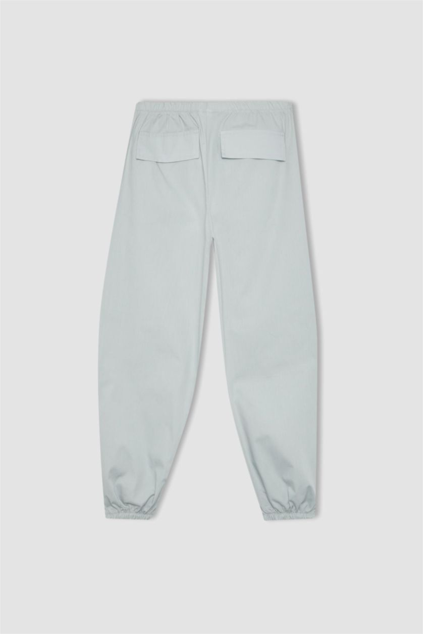 Kız Çocuk - Genç Kız Açık Gri Paraşüt Pamuklu Pantolon Kız Çocuk