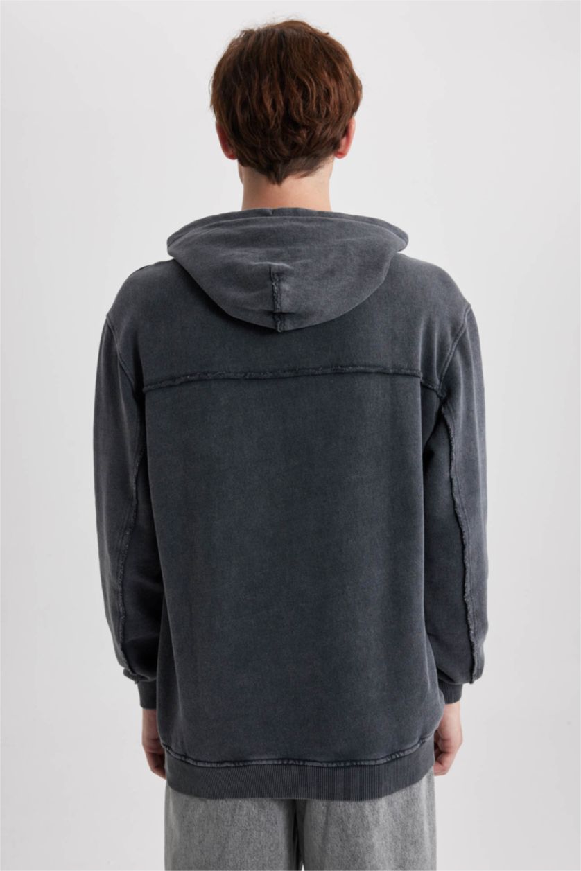 Чоловічий Чорний Світшот стандартного крою з капюшоном для чоловіків