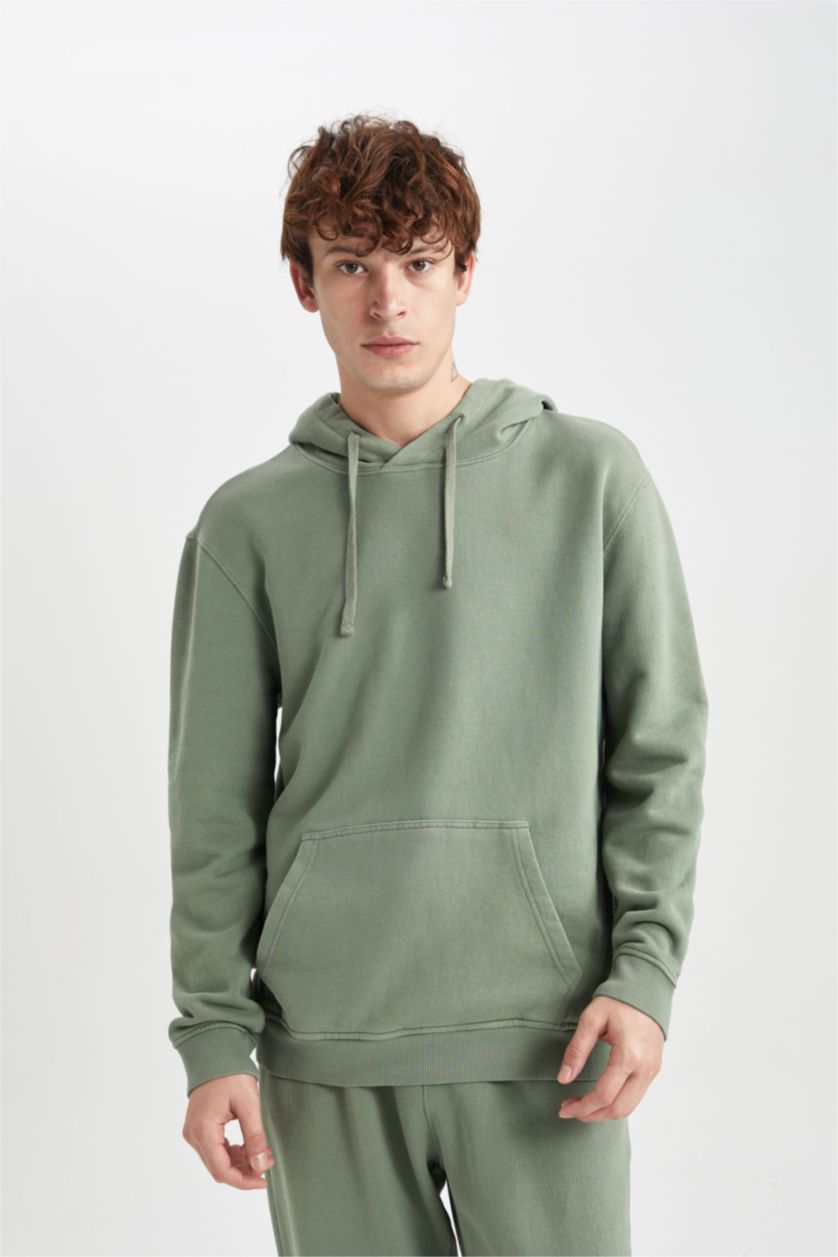 Чоловічий Хакі Світшот стандартного крою з капюшоном для чоловіків