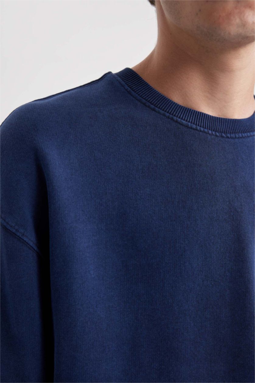 MAN NAVY Comfort Fit Crew Neck Washable Effect Sweatshirt