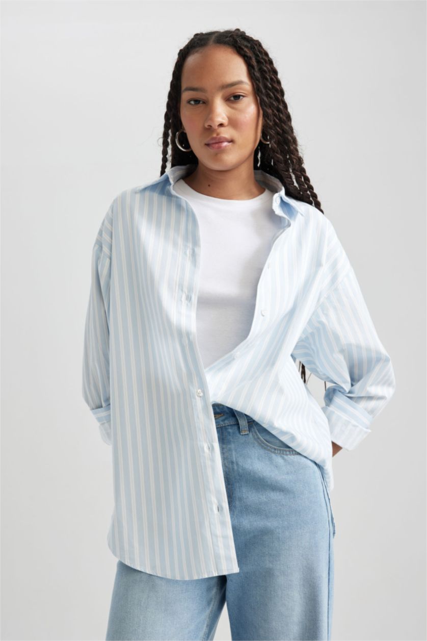 FEMME Bleu Popeline Imprimé