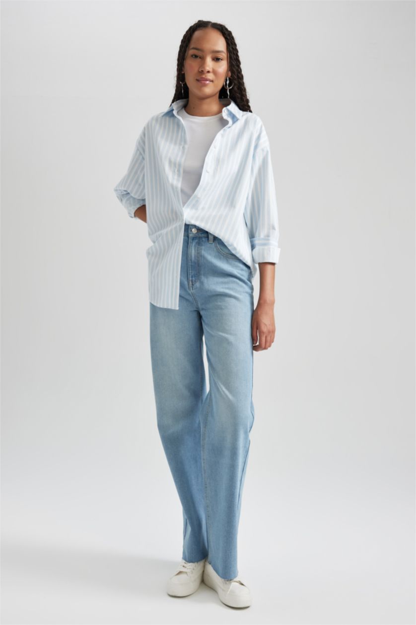 FEMME Bleu Popeline Imprimé