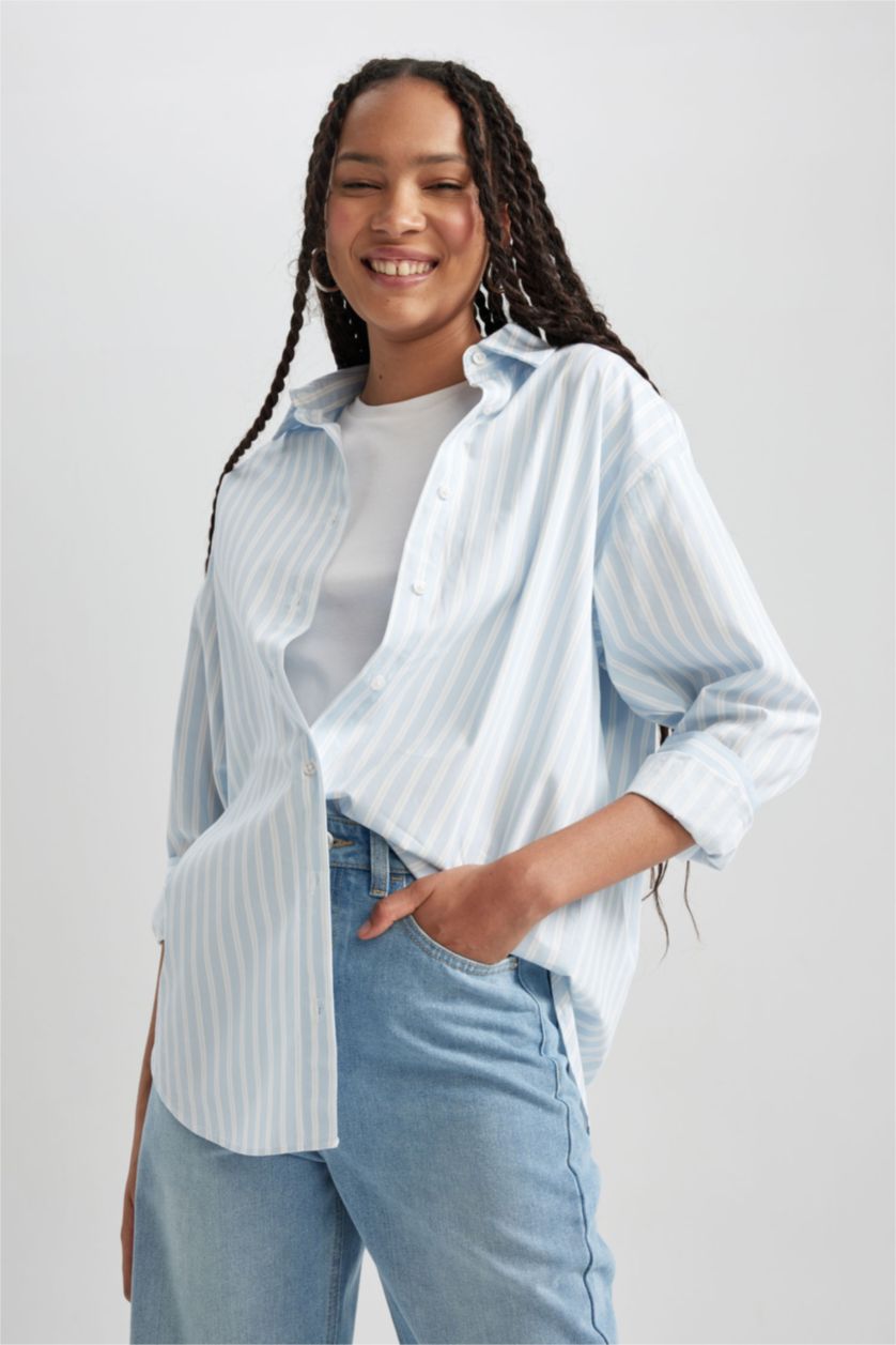 FEMME Bleu Popeline Imprimé