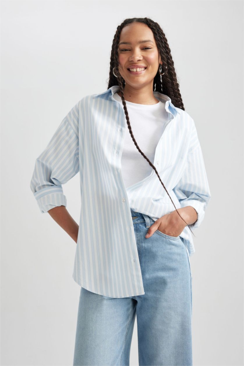 FEMME Bleu Popeline Imprimé