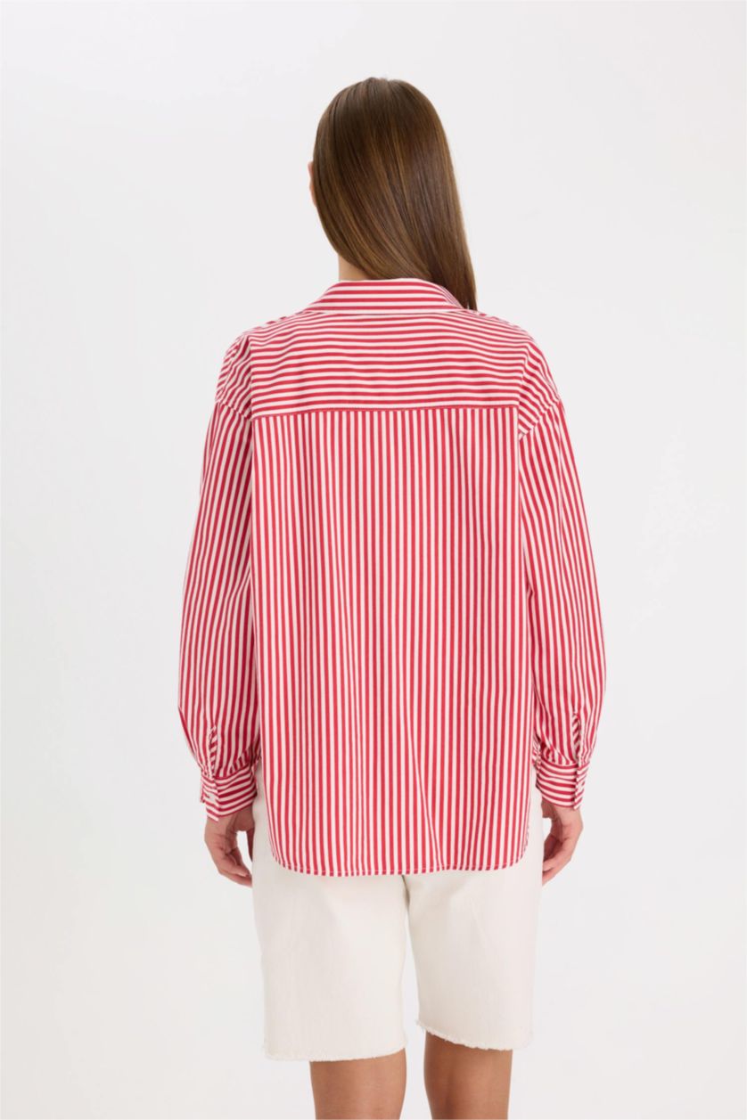 Kadın Kırmızı Oversıze Poplin