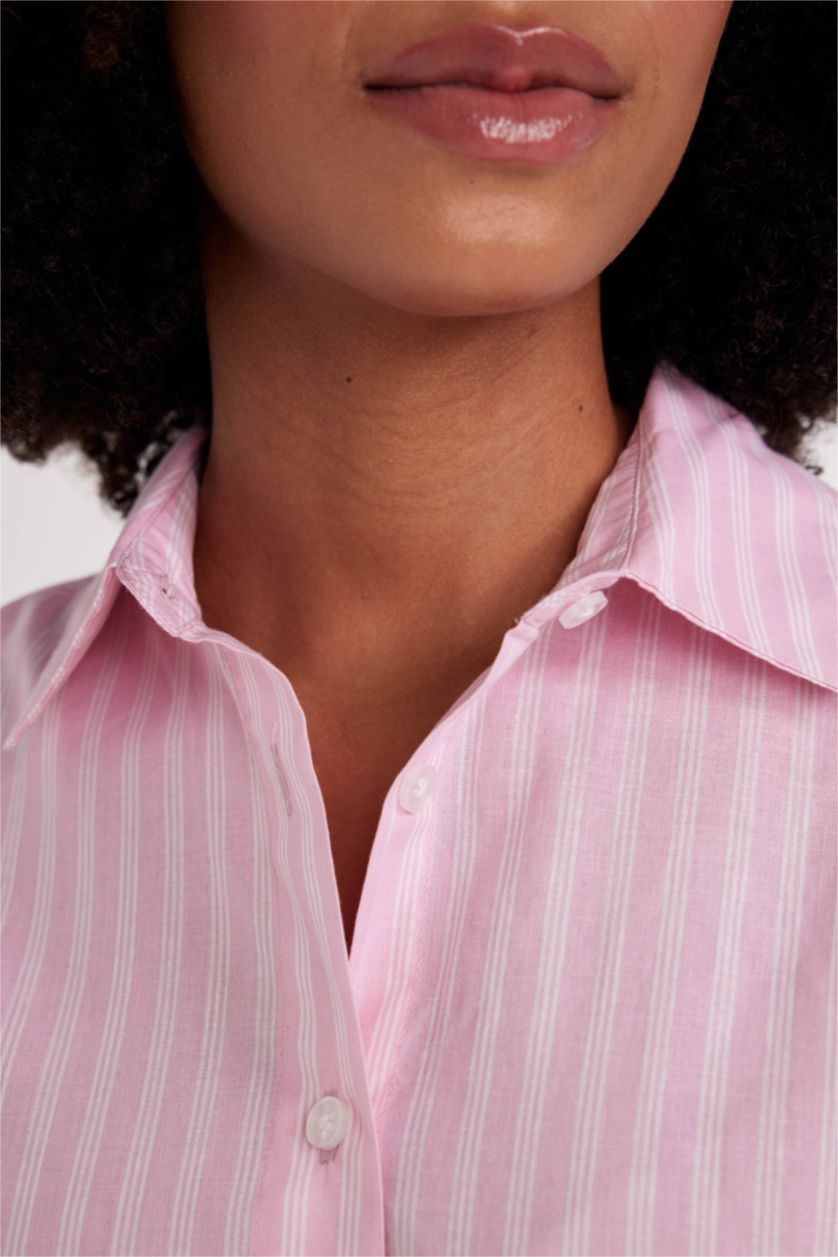 WOMAN Light Pink Oversize Fit Poplin Long Sleeve Shirt
