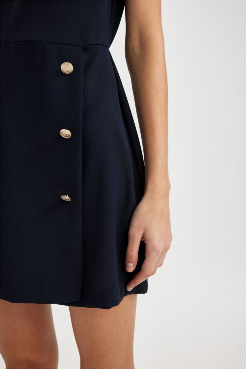 WOMAN NAVY Scoop Neck Crepe Sleeveless Jumpsuit