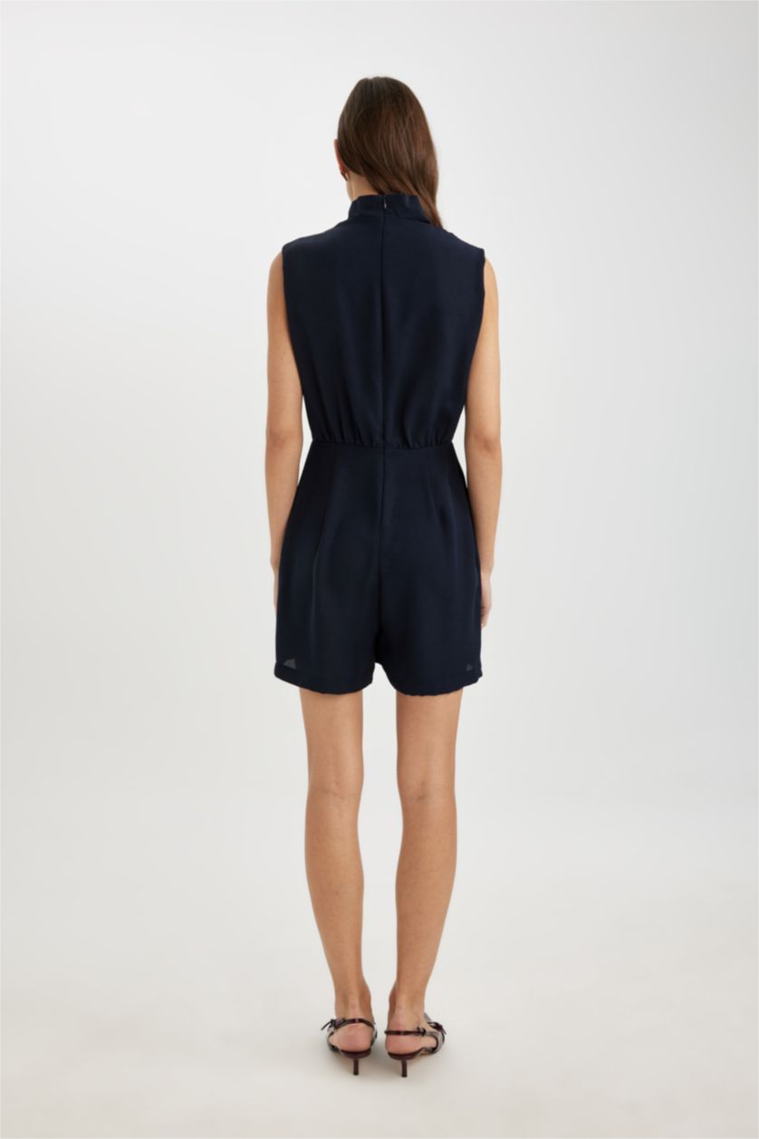 WOMAN NAVY Scoop Neck Crepe Sleeveless Jumpsuit