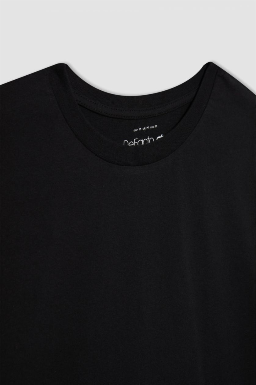 حريمي أسود تيشيرت رياضي نص كم اوفر سايز من DeFactoFit