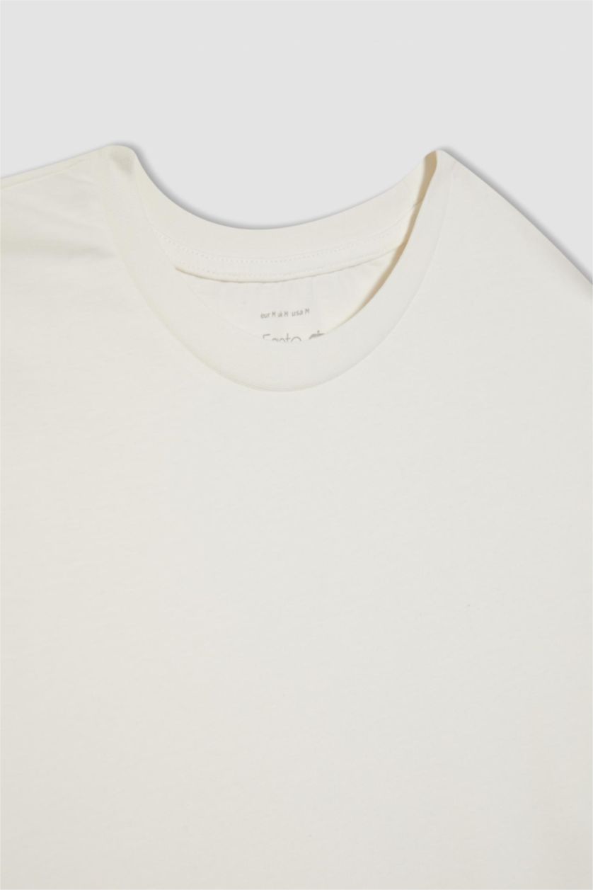 WOMAN Ecru DeFactoFit Oversize Fit Crew Neck Sports T-Shirt