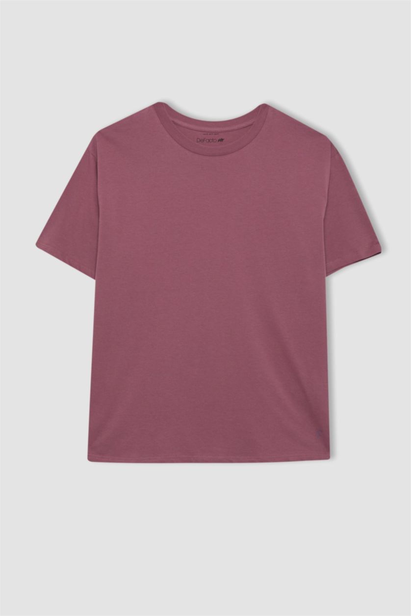 WOMAN Purple DeFactoFit Oversize Fit Crew Neck Sports T-Shirt