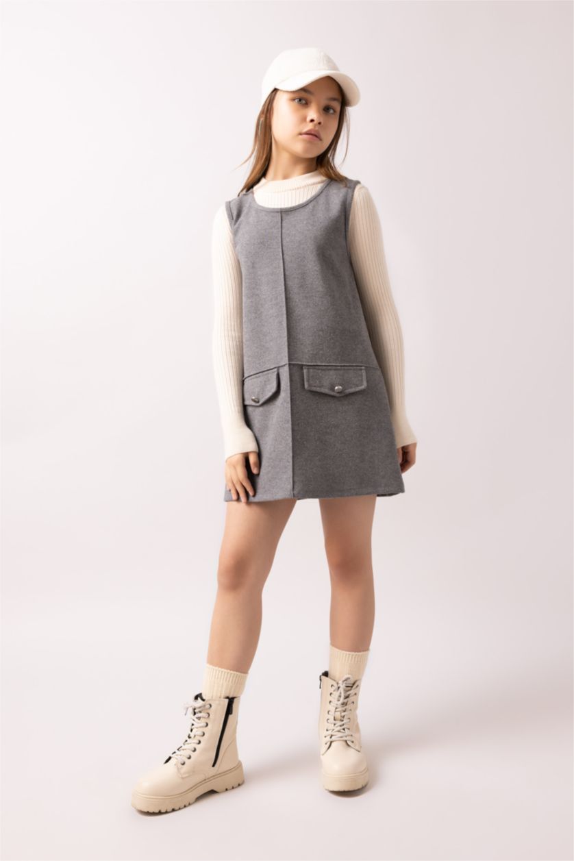 Девочки и подростки Серый меланж Платье стандартного кроя