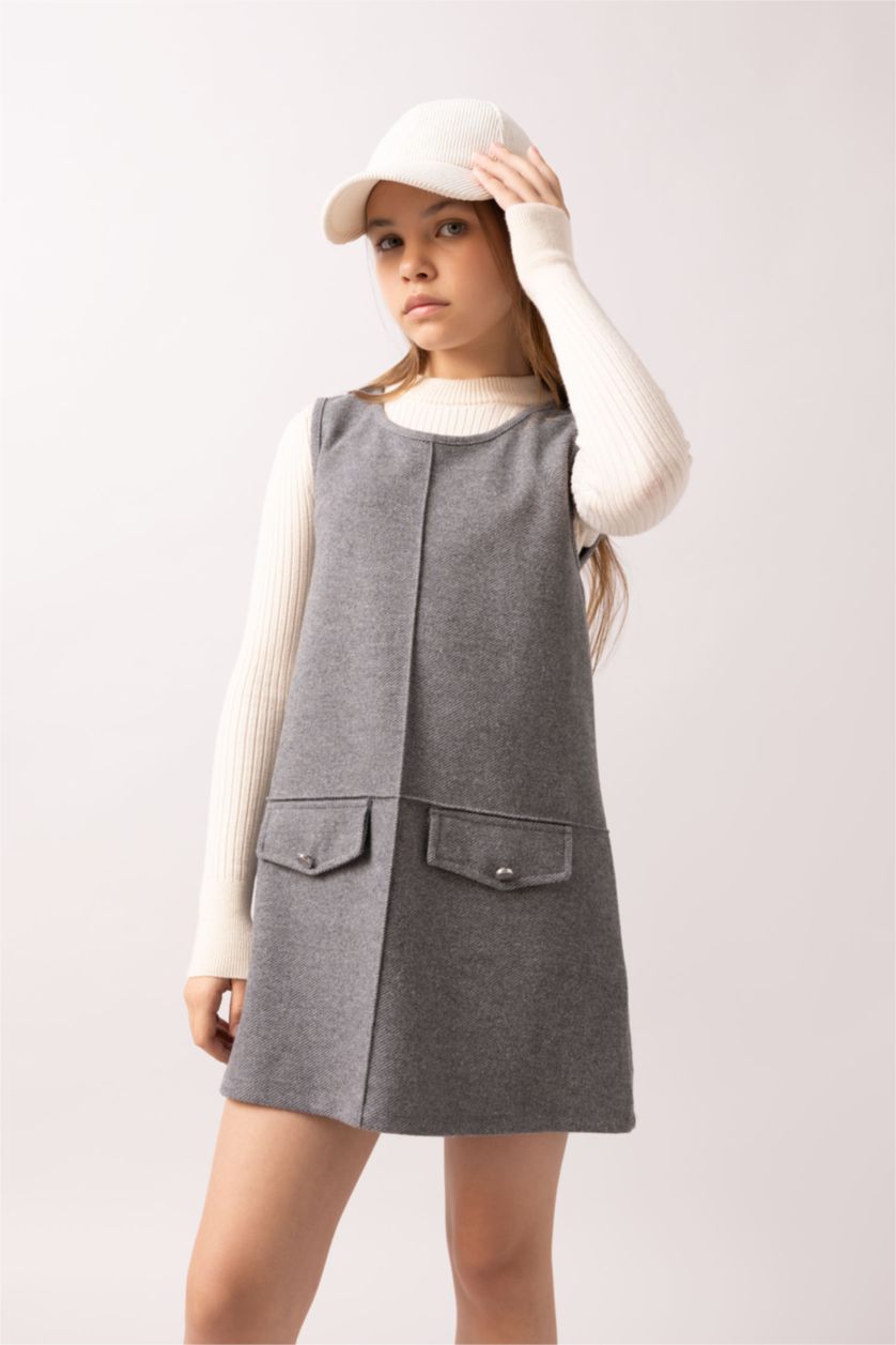 Девочки и подростки Серый меланж Платье стандартного кроя