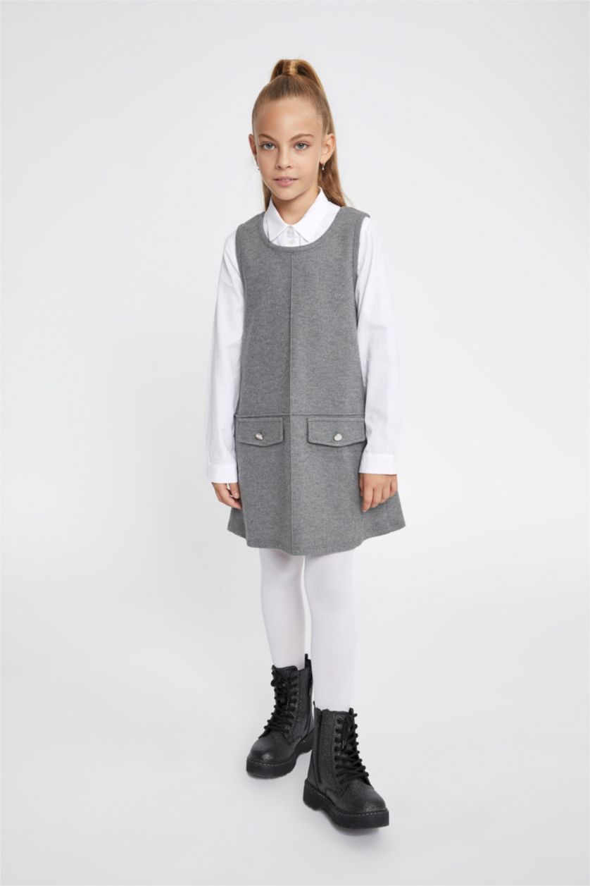 Девочки и подростки Серый меланж Платье стандартного кроя