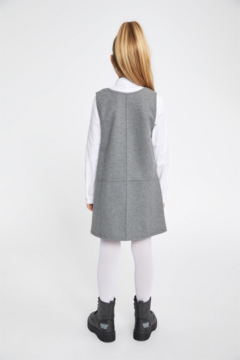 Девочки и подростки Серый меланж Платье стандартного кроя