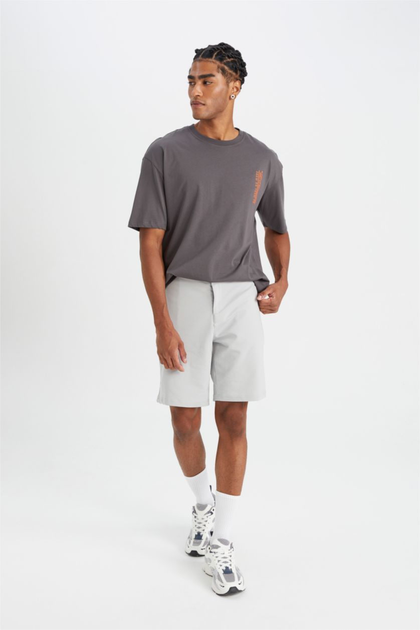 Erkek Açık Gri Standart Fıt Şort