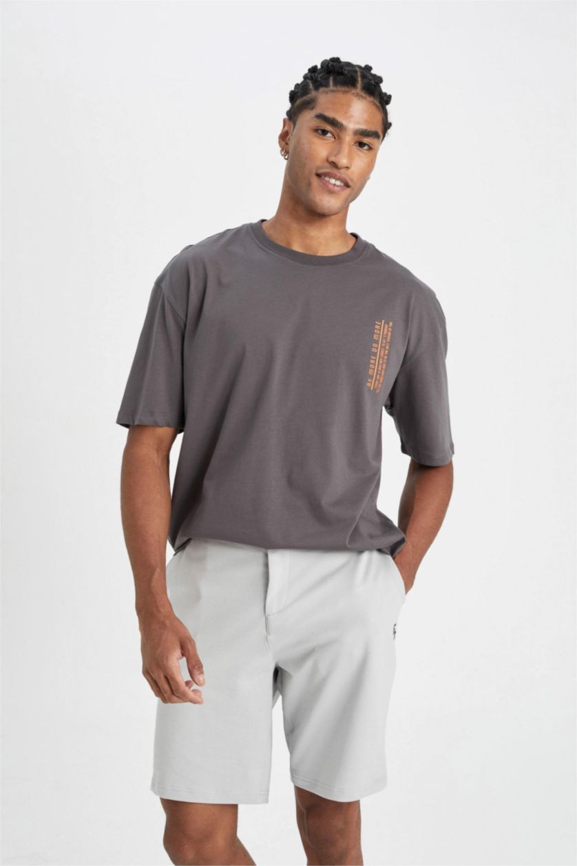 Erkek Açık Gri Standart Fıt Şort