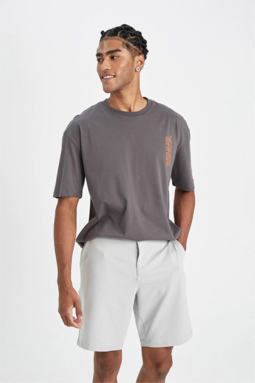 Erkek Açık Gri Standart Fıt Şort