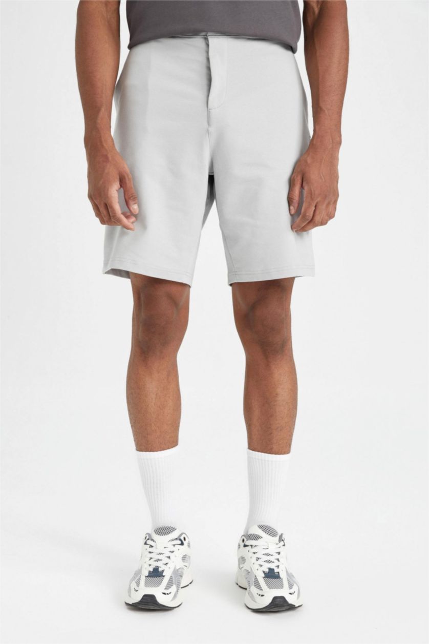 Erkek Açık Gri Standart Fıt Şort