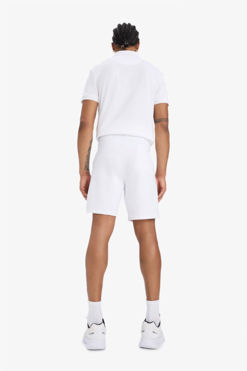 Erkek Beyaz Standart Fit Sporcu Kısa Paça Şort