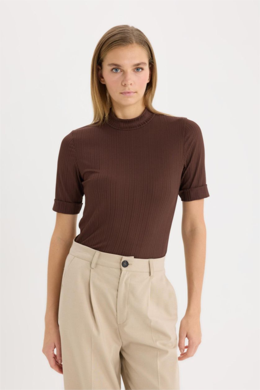 Women Brown Regular Fit Camisole Short Sleeve T-Shirt