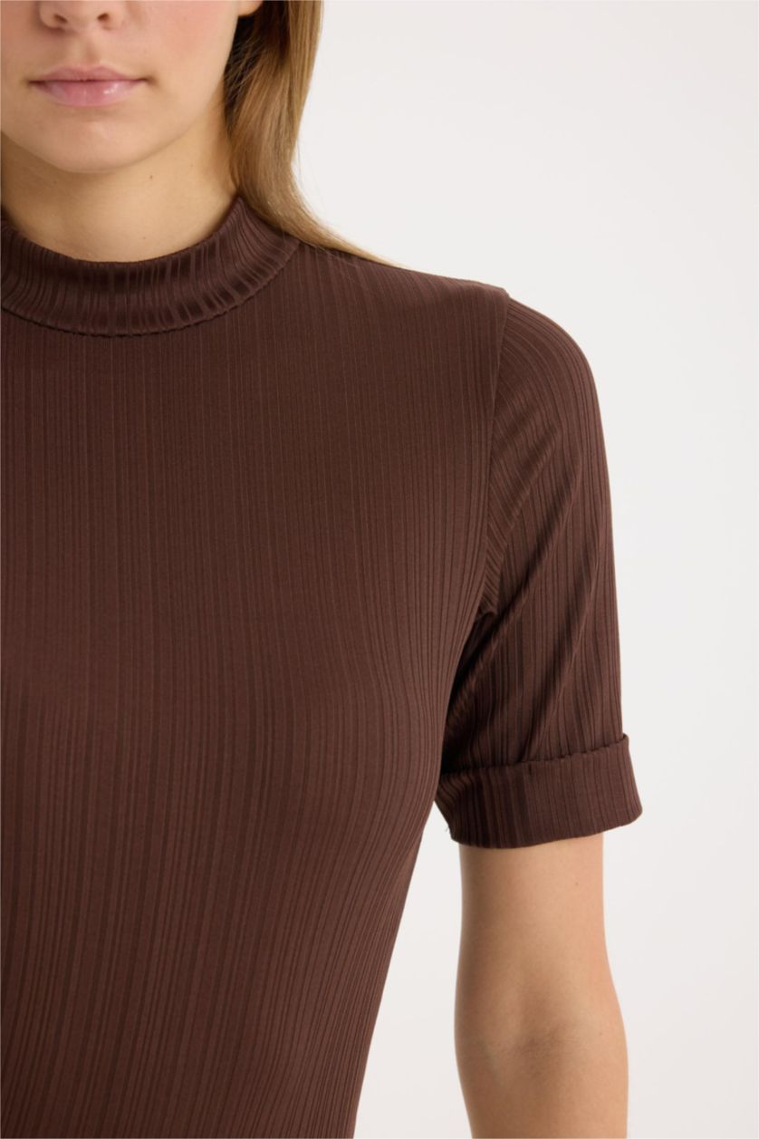Women Brown Regular Fit Camisole Short Sleeve T-Shirt