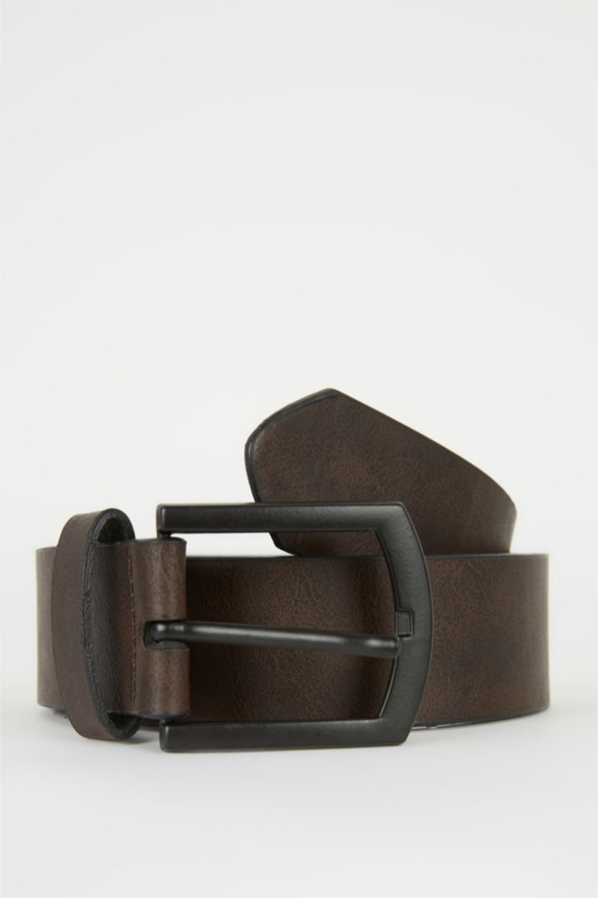 MAN Brown Man Rectangle Clasp Faux Leather Belt