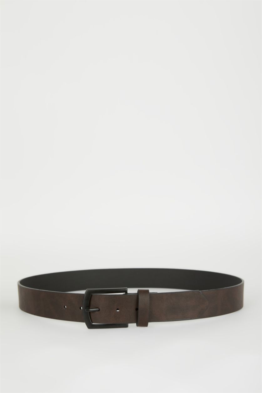 MAN Brown Man Rectangle Clasp Faux Leather Belt