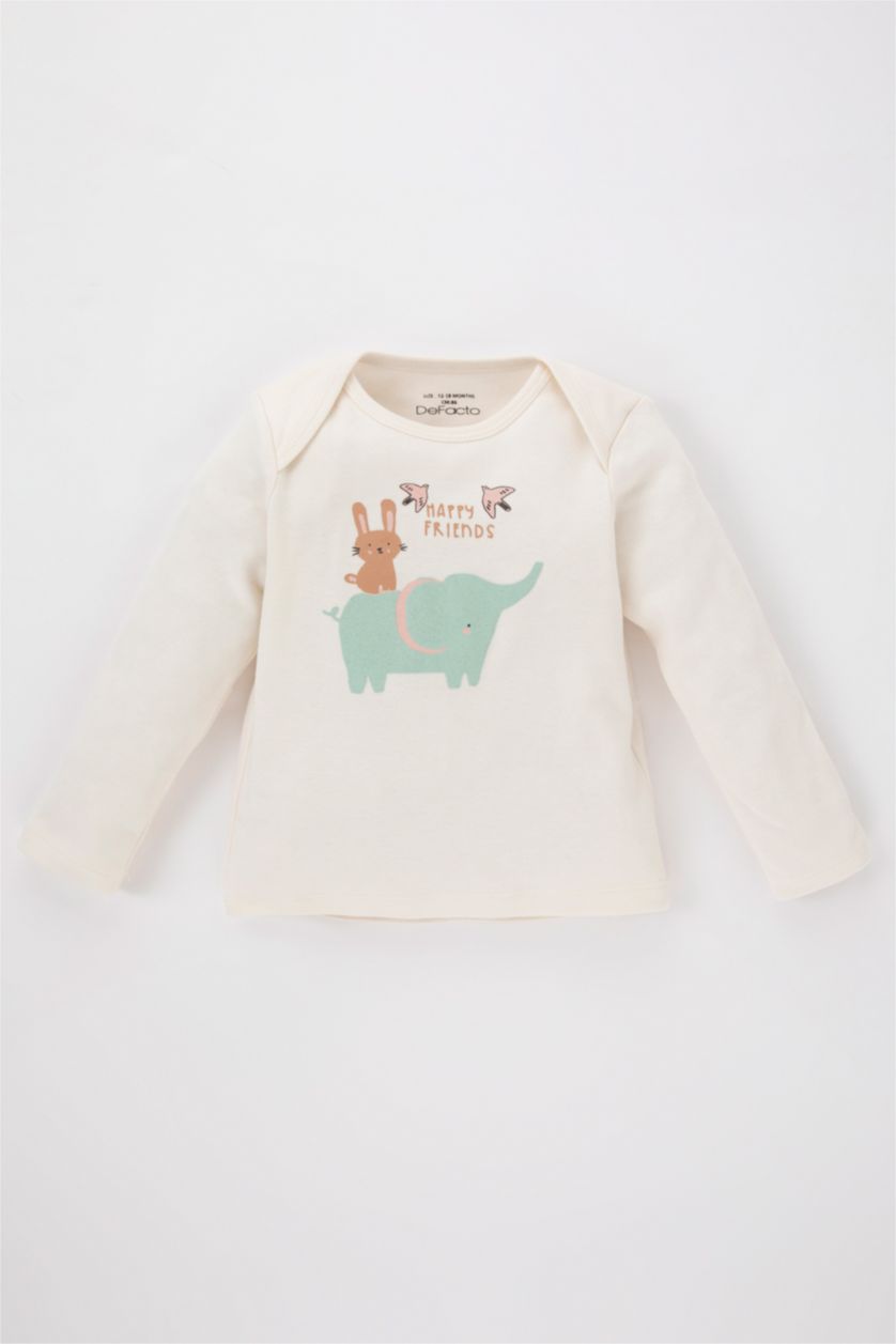 BÉBÉ FILLE Écru Ensemble T-Shirt Imprimé à Manches Longues Pour Bébé Fille - 2 Pièces