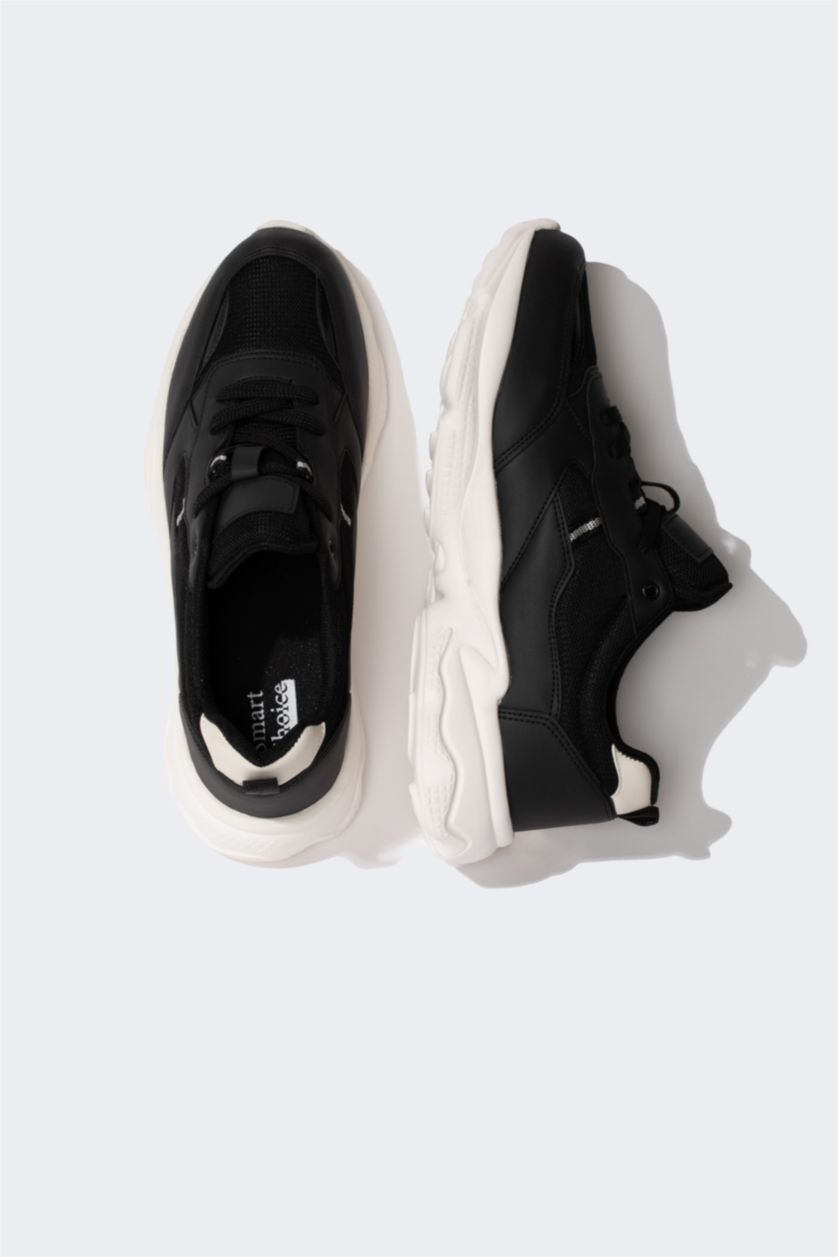 رجال أسود سنيكرز رجالي جلد صناعي برباط