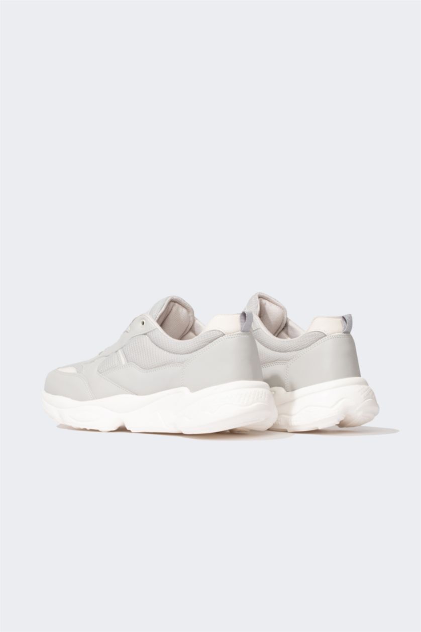 رجال رمادي سنيكرز رجالي جلد صناعي برباط